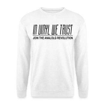 In Vinyl We Trust - Unisex Pullover - Weiß - Vorne - Alina (178cm) & Michal (187cm)
