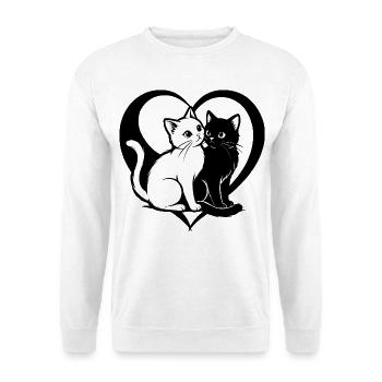 ❤ 🐱 Gatti Innamorati – Amore felino con cuore 2 - Unisex Pullover - Weiß - Vorne - Alina (178cm) & Michal (187cm)