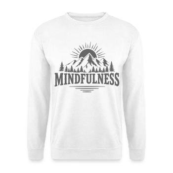 Mindfulness Achtsamkeit Natur Berge - Unisex Pullover - Weiß - Vorne - Alina (178cm) & Michal (187cm)