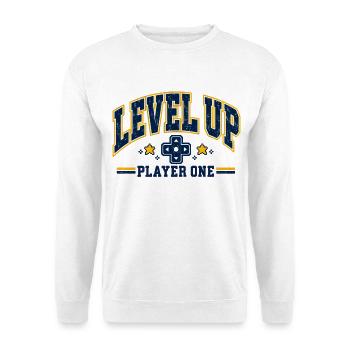 Level Up Gaming - Unisex Pullover - Weiß - Vorne - Alina (178cm) & Michal (187cm)