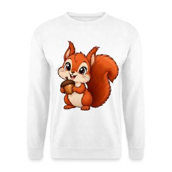 Rotes Eichhörnchen Kawaii Style – Süßes Motiv - Unisex Pullover - Weiß - Vorne - Alina (178cm) & Michal (187cm)