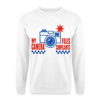 Fotografie – My Camera Files Complaints - Unisex Pullover - Weiß - Vorne - Alina (178cm) & Michal (187cm)