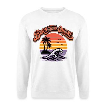 Born to Be Online Retro Sunset Surf - Unisex Pullover - Weiß - Vorne - Alina (178cm) & Michal (187cm)