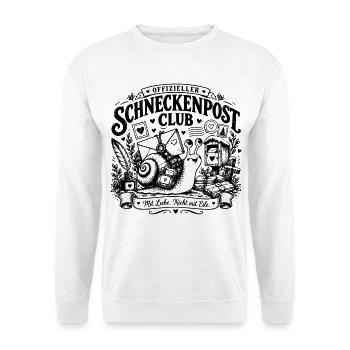Offizieller Schneckenpost Club – Mit Liebe, nicht  - Unisex Pullover - Weiß - Vorne - Alina (178cm) & Michal (187cm)
