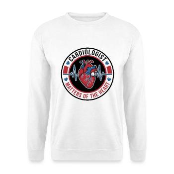 Kardiologe anatomisches Herz-EKG-Abzeichen Geschenk - Unisex Pullover - Weiß - Vorne - Alina (178cm) & Michal (187cm)