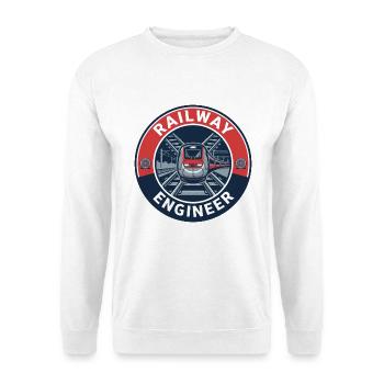 Eisenbahnlokführer-Hochgeschwindigkeitszug-Abzeichen als Geschenk - Unisex Pullover - Weiß - Vorne - Alina (178cm) & Michal (187cm)