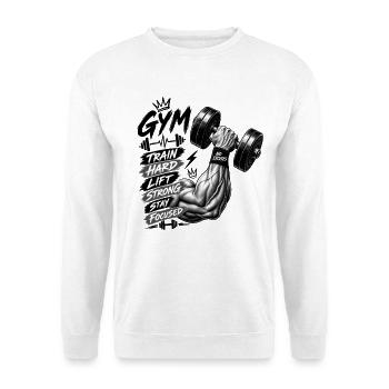 Train Hard Fitness Motivation - Unisex Pullover - Weiß - Vorne - Alina (178cm) & Michal (187cm)