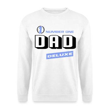 Dad Papa Number One Deluxe Bester Familie Best Dad - Unisex Pullover - Weiß - Vorne - Alina (178cm) & Michal (187cm)