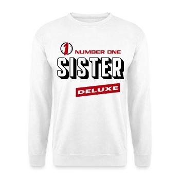 Sister Number One Deluxe Bester Familie Sister - Unisex Pullover - Weiß - Vorne - Alina (178cm) & Michal (187cm)