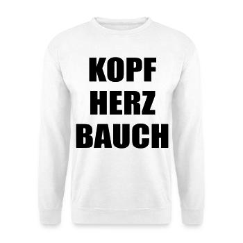 Entscheidungen Kopf Bauch Herz - Unisex Pullover - Weiß - Vorne - Alina (178cm) & Michal (187cm)