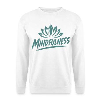 Mindfulness Achtsamkeit Lotusblumen Meditation - Unisex Pullover - Weiß - Vorne - Alina (178cm) & Michal (187cm)