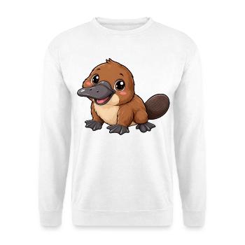 Schnabeltier Kawaii Style – Süßes Australienmotiv - Unisex Pullover - Weiß - Vorne - Alina (178cm) & Michal (187cm)