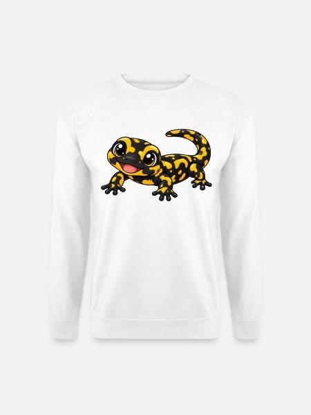 Salamander Kawaii Style – Süßes Amphibienmotiv - Unisex Pullover - Weiß