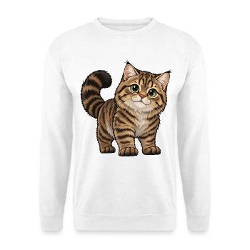 Schottische Wildkatze Kawaii Style - Unisex Pullover - Weiß - Vorne - Alina (178cm) & Michal (187cm)