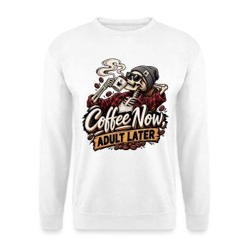 Lustiges Kaffee Skelett Design - Unisex Pullover - Weiß - Vorne - Alina (178cm) & Michal (187cm)
