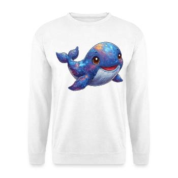 Kosmischer Wal im Sternenmeer - Unisex Pullover - Weiß - Vorne - Alina (178cm) & Michal (187cm)