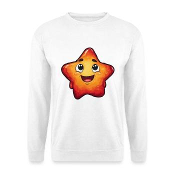 Lächelnder Stern mit Gradient - Unisex Pullover - Weiß - Vorne - Alina (178cm) & Michal (187cm)