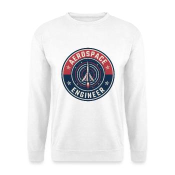 Vintage Aerospace Engineer Raketen-Orbitabzeichen oben - Unisex Pullover - Weiß - Vorne - Alina (178cm) & Michal (187cm)