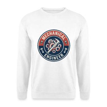Vintage Mechanical Engineer Bauplan-Zahnräder-Abzeichen - Unisex Pullover - Weiß - Vorne - Alina (178cm) & Michal (187cm)