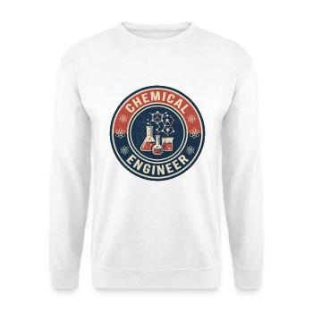 Vintage Chemical Engineer Flask Molecules Abzeichen - Unisex Pullover - Weiß - Vorne - Alina (178cm) & Michal (187cm)
