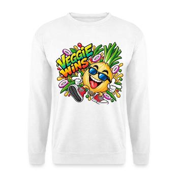 Veggie Wins Zwiebel - Unisex Pullover - Weiß - Vorne - Alina (178cm) & Michal (187cm)