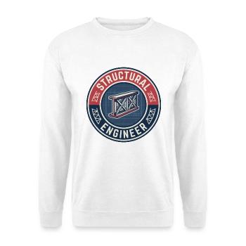 Vintage Structural Engineer I-Beam Fachwerk-Abzeichen - Unisex Pullover - Weiß - Vorne - Alina (178cm) & Michal (187cm)