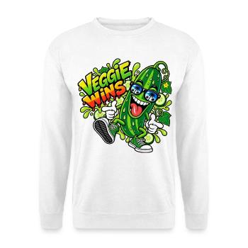 Veggie Wins Gurke - Unisex Pullover - Weiß - Vorne - Alina (178cm) & Michal (187cm)