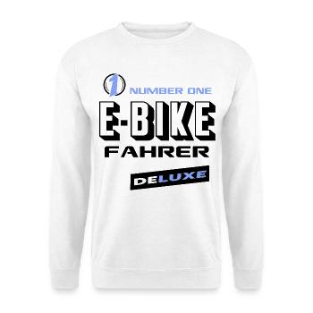 E-Bike Number One Deluxe Bester Biker Fun - Unisex Pullover - Weiß - Vorne - Alina (178cm) & Michal (187cm)