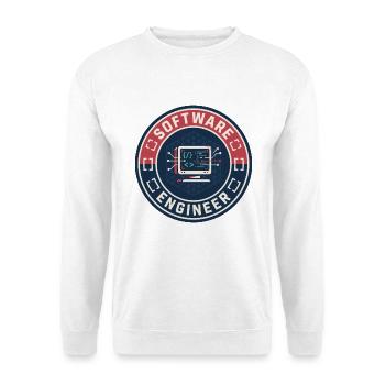 Vintage Software Engineer Code Terminal Patch Top - Unisex Pullover - Weiß - Vorne - Alina (178cm) & Michal (187cm)