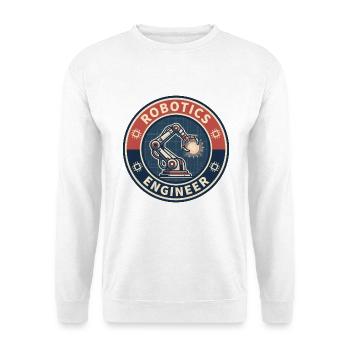 Vintage Robotics Engineer Roboterarm-Gitterabzeichen - Unisex Pullover - Weiß - Vorne - Alina (178cm) & Michal (187cm)