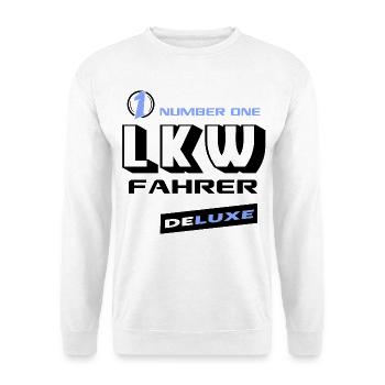 LKW Number One Deluxe Bester Lastwagen - Unisex Pullover - Weiß - Vorne - Alina (178cm) & Michal (187cm)
