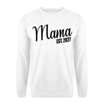Baby verkünden, Mama 2027 - Unisex Pullover - Weiß - Vorne - Alina (178cm) & Michal (187cm)