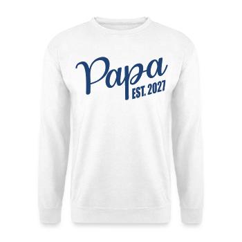 Baby verkünden, Papa 2027 - Unisex Pullover - Weiß - Vorne - Alina (178cm) & Michal (187cm)