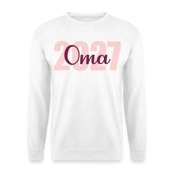 Baby verkünden, Oma 2027 - Unisex Pullover - Weiß - Vorne - Alina (178cm) & Michal (187cm)