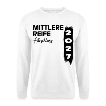 Mittlere Reife 2027, Abschluss - Unisex Pullover - Weiß - Vorne - Alina (178cm) & Michal (187cm)