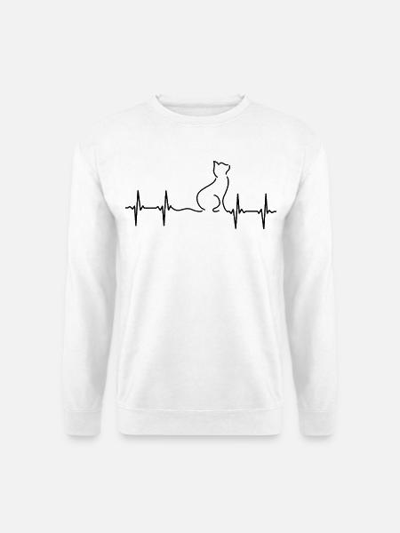 Katze EKG Herzschlag - Unisex Pullover - Weiß