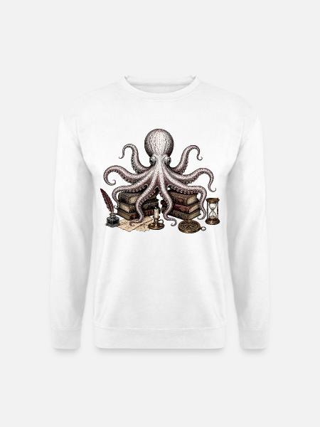 Dark Academia Octopus - Unisex Pullover - Weiß
