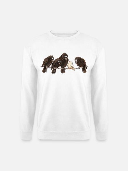 Krähen Raben Taube Statement Anderssein Vogel - Unisex Pullover - Weiß