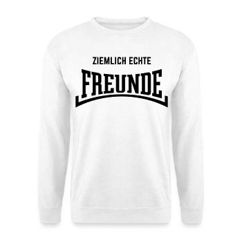 Ziemlich Echte Freunde (Freundschaft / Konkav / B) - Unisex Pullover - Weiß - Vorne - Alina (178cm) & Michal (187cm)