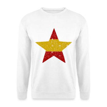 Trikolore Stern Spanien - Unisex Pullover - Weiß - Vorne - Alina (178cm) & Michal (187cm)