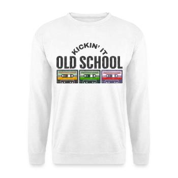 Ich mache es old school - Unisex Pullover - Weiß - Vorne - Alina (178cm) & Michal (187cm)