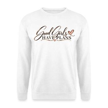 Good Girl‘s Have Plans - Unisex Pullover - Weiß - Vorne - Alina (178cm) & Michal (187cm)