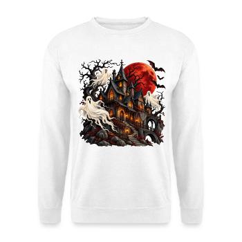 Spuknacht im Geisterdorf - Unisex Pullover - Weiß - Vorne - Alina (178cm) & Michal (187cm)