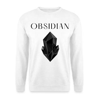 Minimalistischer schwarzer Obsidiankristall - Unisex Pullover - Weiß - Vorne - Alina (178cm) & Michal (187cm)