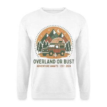 Overland Abenteuer Lagerfeuer - Unisex Pullover - Weiß - Vorne - Alina (178cm) & Michal (187cm)