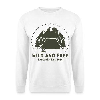 Waldcamping Freiheit - Unisex Pullover - Weiß - Vorne - Alina (178cm) & Michal (187cm)