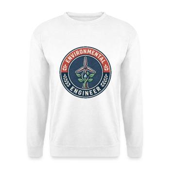 Vintage Environmental Engineer Windturbinenabzeichen - Unisex Pullover - Weiß - Vorne - Alina (178cm) & Michal (187cm)