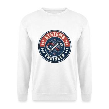 Vintage Systems Engineer Netzwerk-Flussdiagramm-Abzeichen - Unisex Pullover - Weiß - Vorne - Alina (178cm) & Michal (187cm)