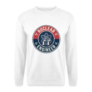 Vintage Nuclear Engineer Atom Kühlturm-Abzeichen - Unisex Pullover - Weiß - Vorne - Alina (178cm) & Michal (187cm)