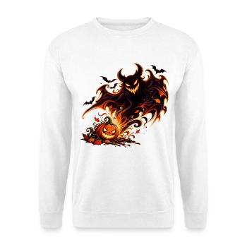Kleiner Kürbis, großer Spuk - Unisex Pullover - Weiß - Vorne - Alina (178cm) & Michal (187cm)